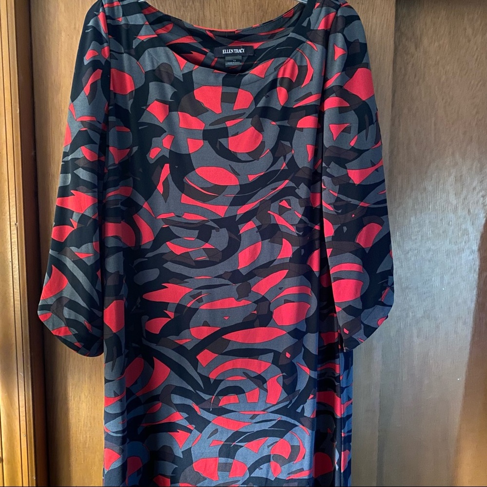 Ellen Tracey multicolored shift dress with slip - Size 12